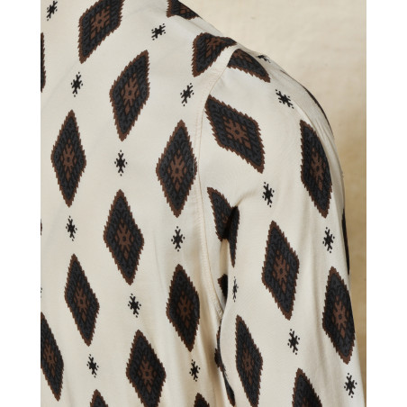 Robe longue écrue à imprimé géométrique Diega
