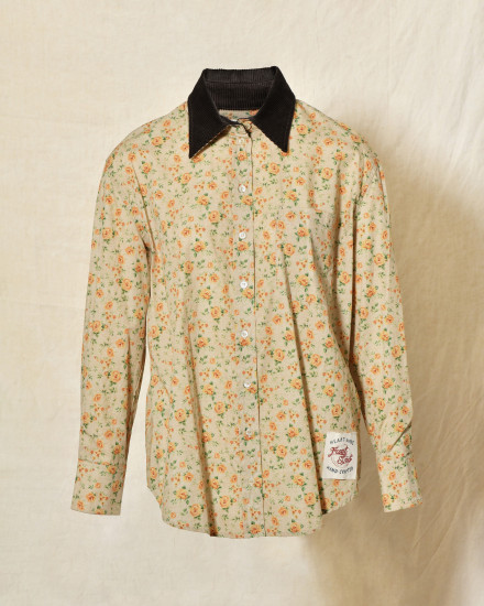 Chemise en coton beige à imprimé floral Front Street