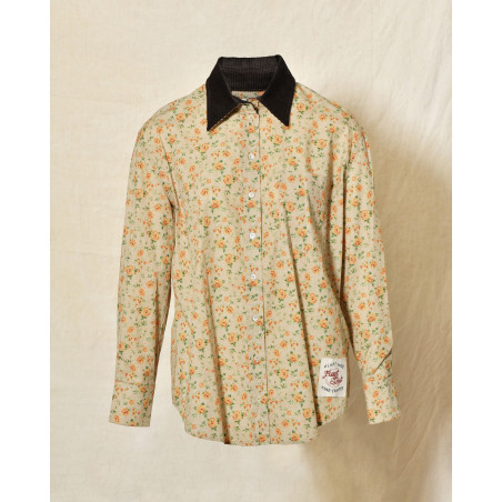 Chemise en coton beige à imprimé floral Front Street