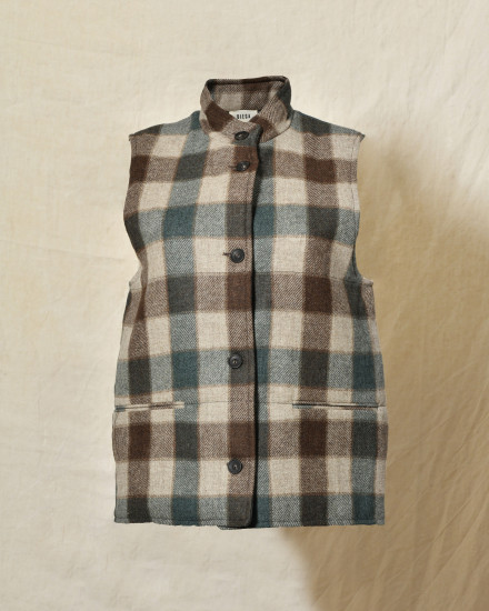 Veste en laine sans manches à carreaux Diega