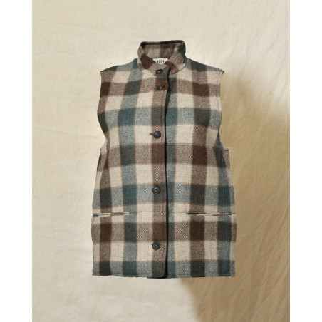 Veste en laine sans manches à carreaux Diega