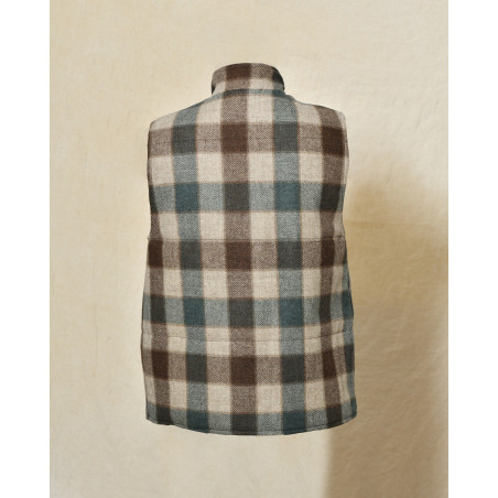 Veste en laine sans manches à carreaux Diega