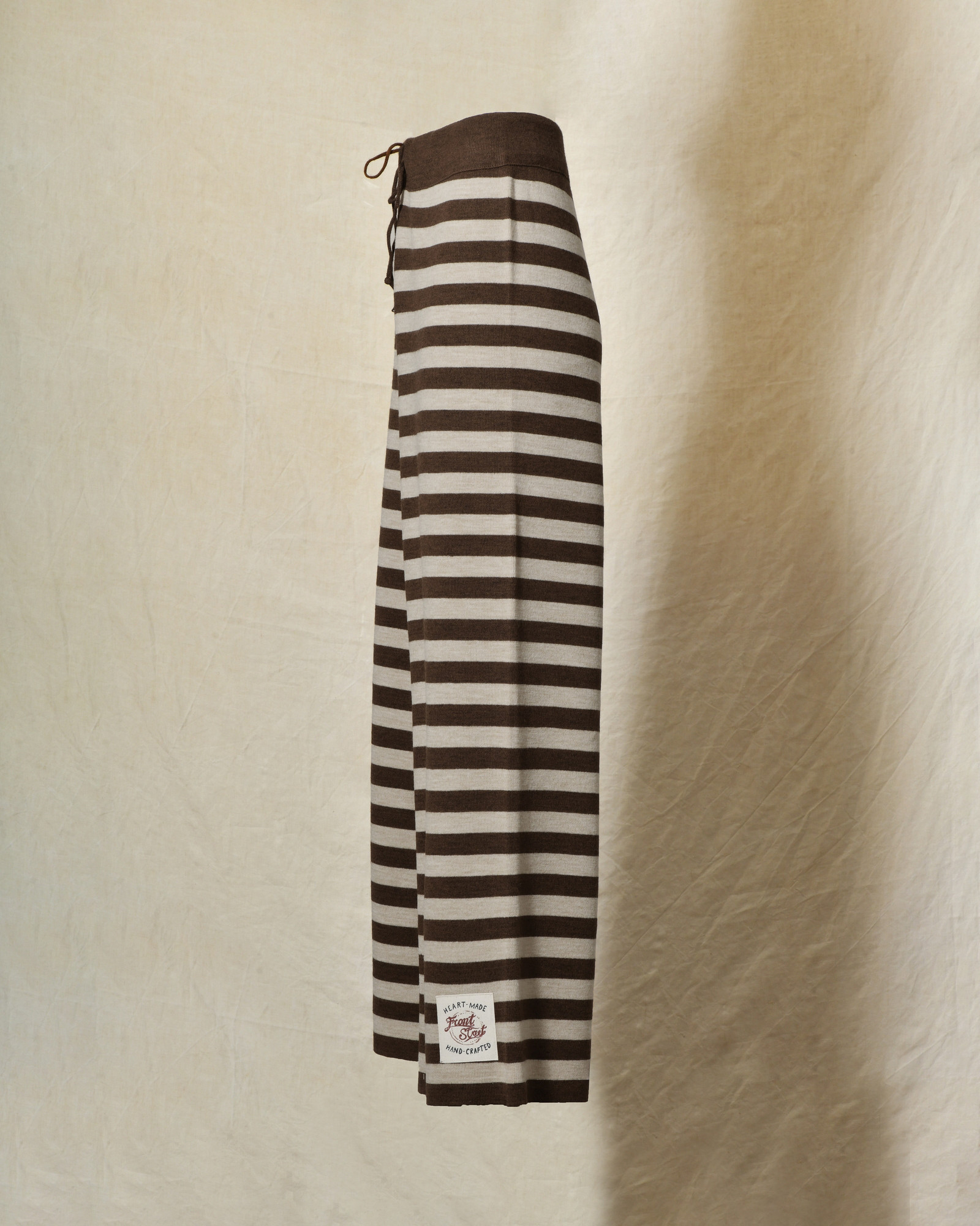 Pantalon en laine à rayures marron Front Street