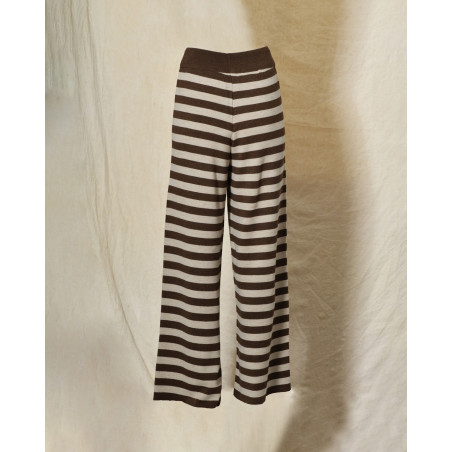 Pantalon en laine à rayures marron Front Street