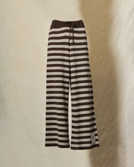 Pantalon en laine à rayures marron Front Street