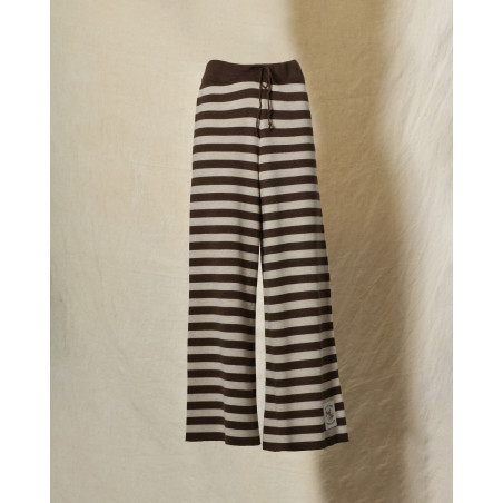 Pantalon en laine à rayures marron Front Street
