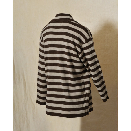 Cardigan en laine à rayures marron Front Street