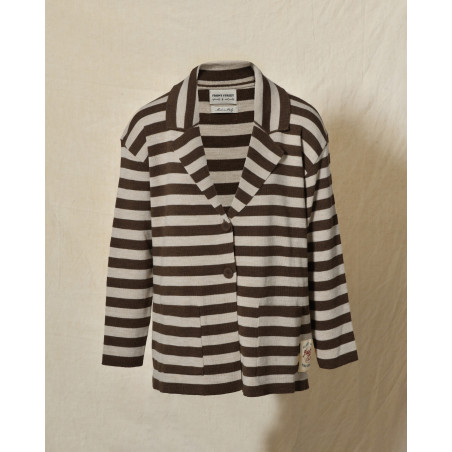 Cardigan en laine à rayures marron Front Street
