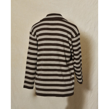 Cardigan en laine à rayures marron Front Street
