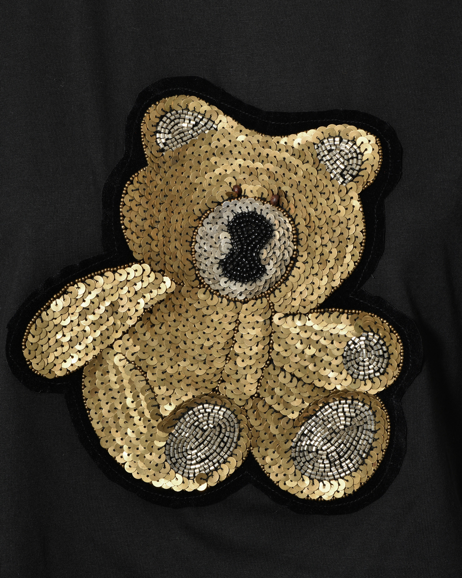 T-shirt noir à flocage ourson en sequins dorés Front Street