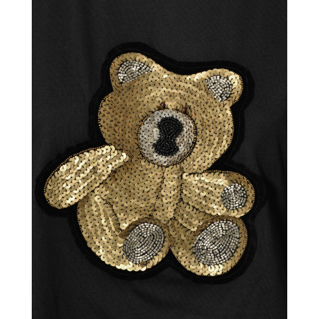 T-shirt noir à flocage ourson en sequins dorés Front Street