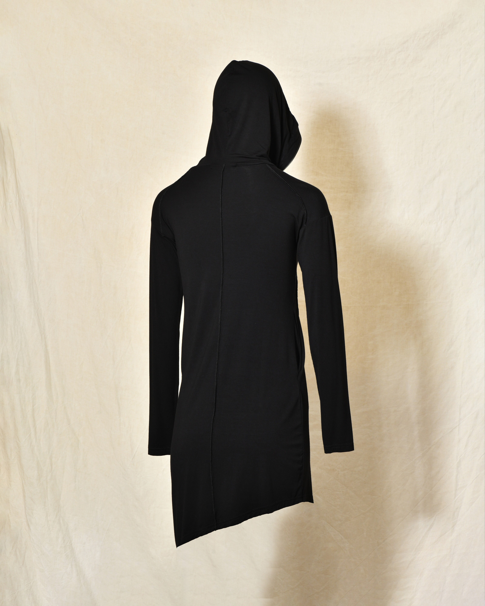 Cardigan noir à capuche zippé asymétrique La Haine Inside Us