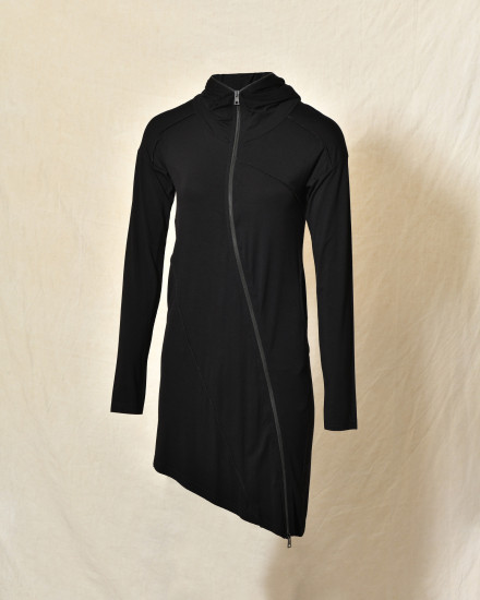 Cardigan noir à capuche zippé asymétrique La Haine Inside Us
