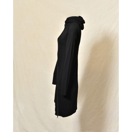 Cardigan noir à capuche zippé asymétrique La Haine Inside Us