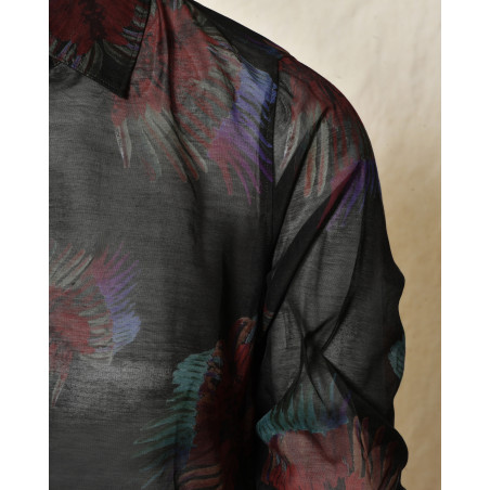 Chemisier transparent noir à imprimé floraux Diega