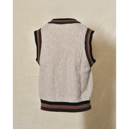 Pull en laine sans manche beige Diega