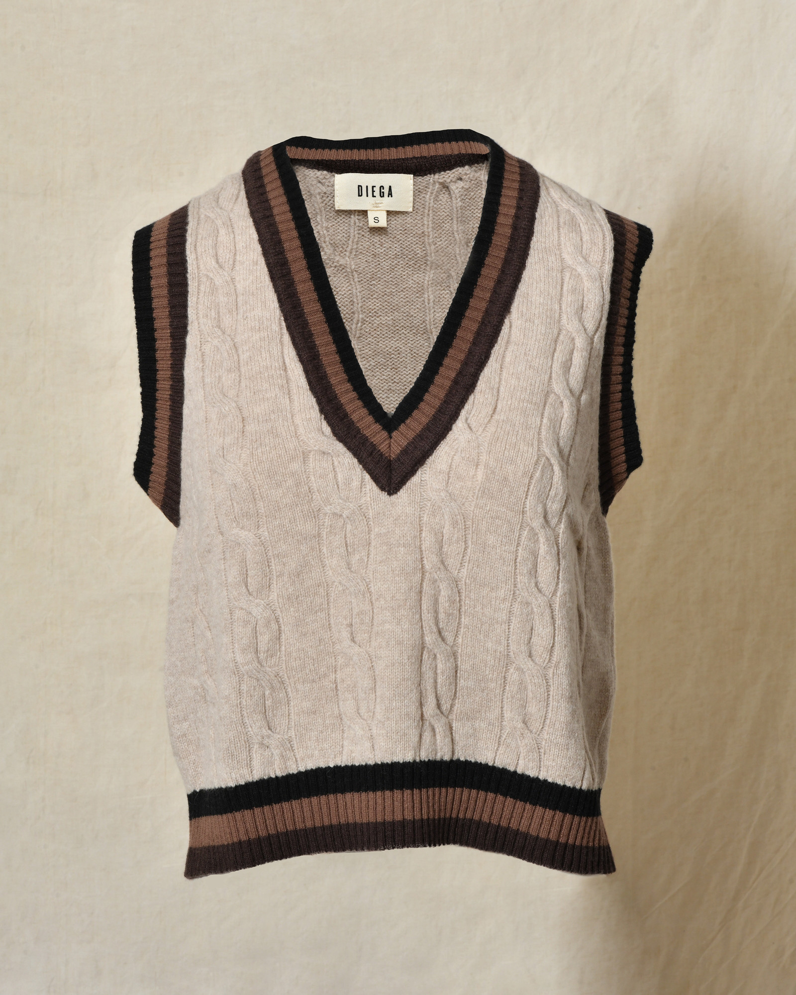 Pull en laine sans manche beige Diega