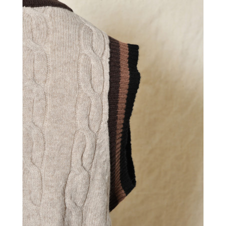Pull en laine sans manche beige Diega