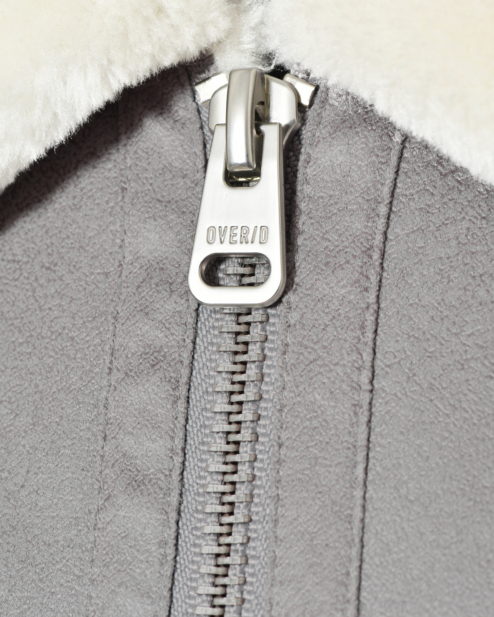 Blouson aviateur en suédine gris fourré Over-D