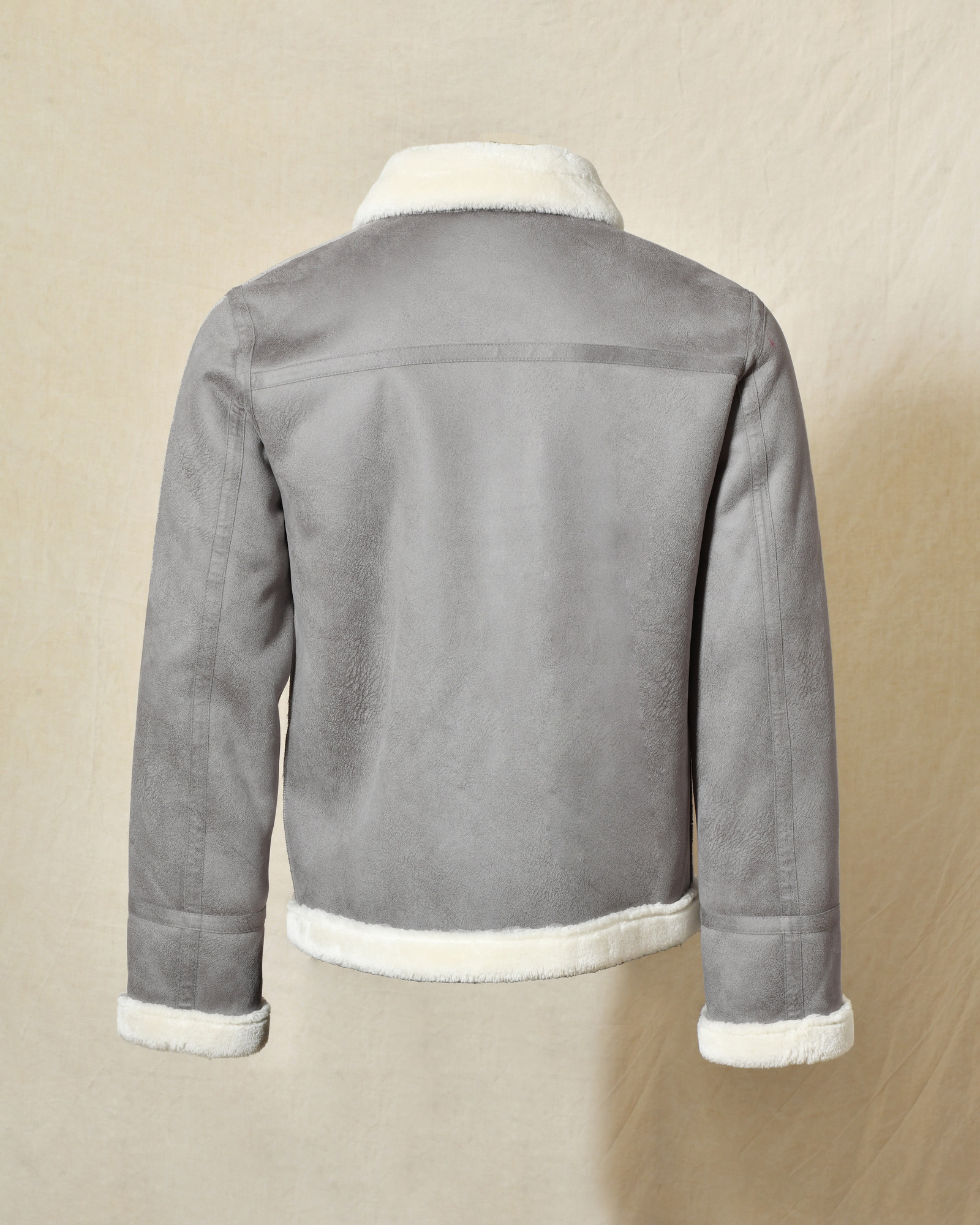 Blouson aviateur en suédine gris fourré Over-D