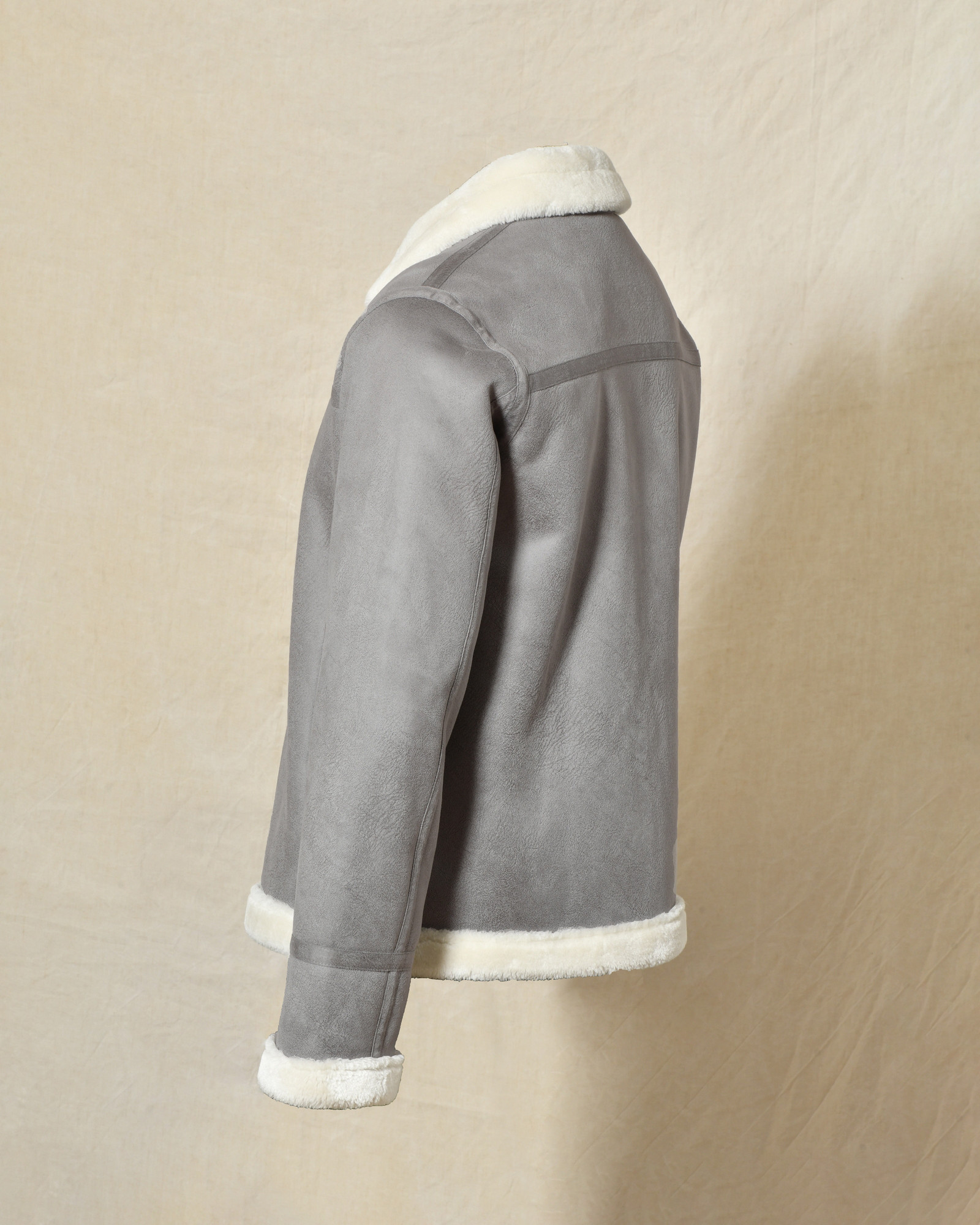 Blouson aviateur en suédine gris fourré Over-D