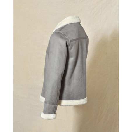 Blouson aviateur en suédine gris fourré Over-D