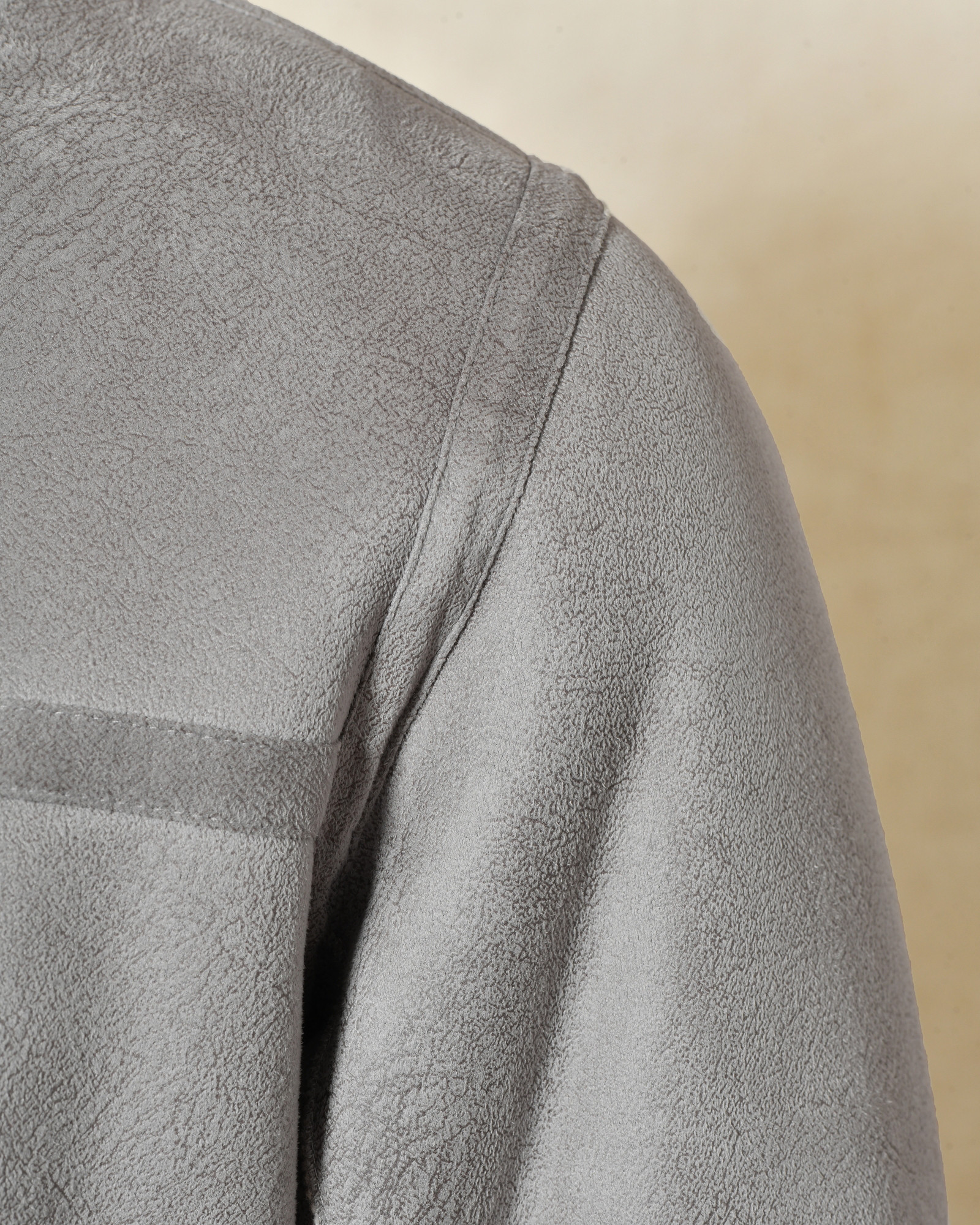Blouson aviateur en suédine gris fourré Over-D