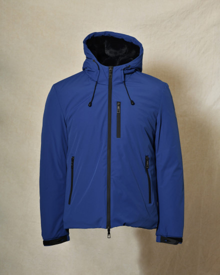 Veste technique bleue à capuche Over-D
