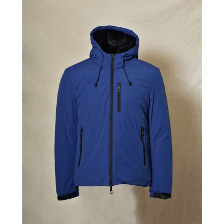 Veste technique bleue à capuche Over-D