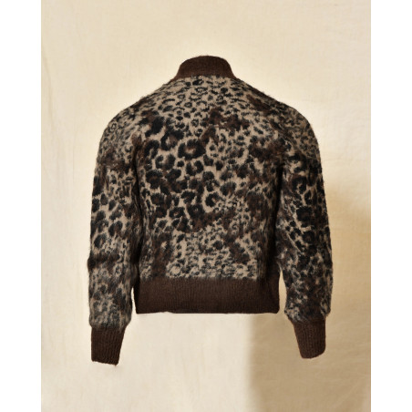 Gilet boutonné en maille à motif léopard marron Front Street
