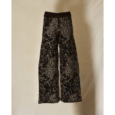 Pantalon en maille à motif léopard marron Front Street