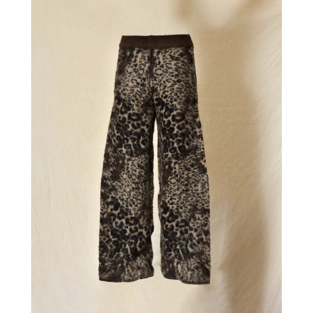 Pantalon en maille à motif léopard marron Front Street