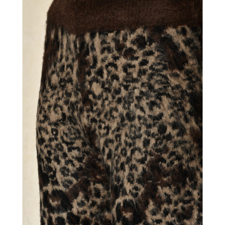 Pantalon en maille à motif léopard marron Front Street