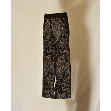 Pantalon en maille à motif léopard marron Front Street