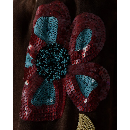 Pantalon de jogging marron à motifs floraux brodés Front Street