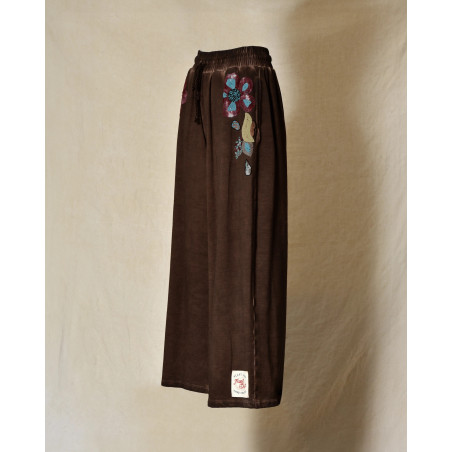 Pantalon de jogging marron à motifs floraux brodés Front Street