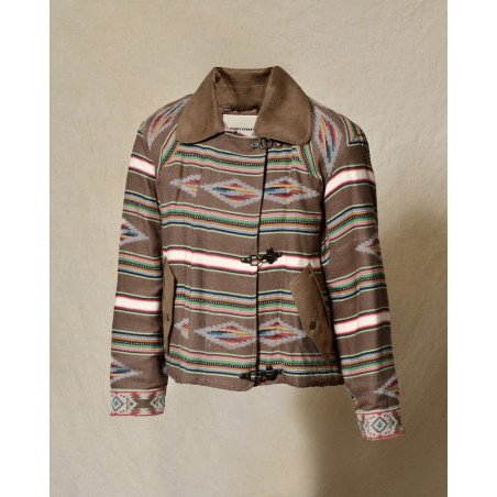 Blouson à motif ethnique multicolore et col contrastant Front Street