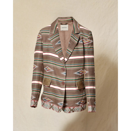 Veste blazer à motif ethnique multicolore Front Street