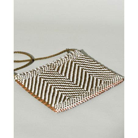 Pochette à bandoulière bicolore à motif chevrons Dragon Diffusion