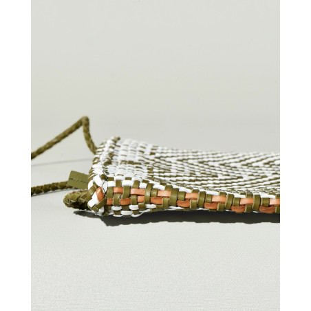 Pochette à bandoulière bicolore à motif chevrons Dragon Diffusion