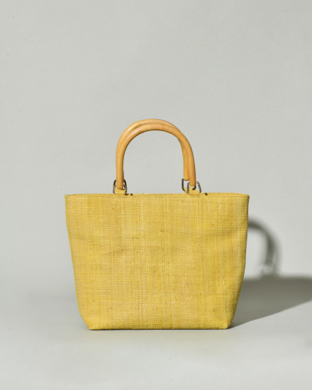 Sac à main en raphia jaune Caterina Bertini