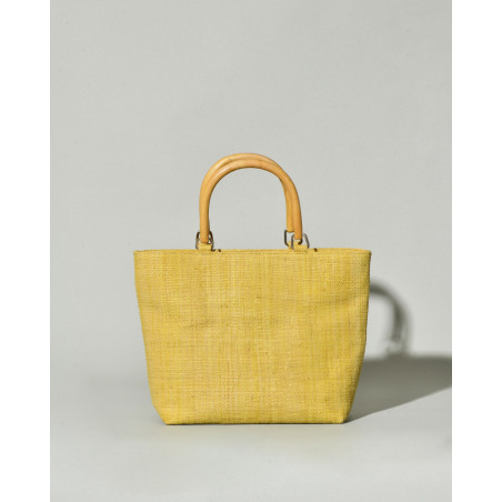 Sac à main en raphia jaune Caterina Bertini