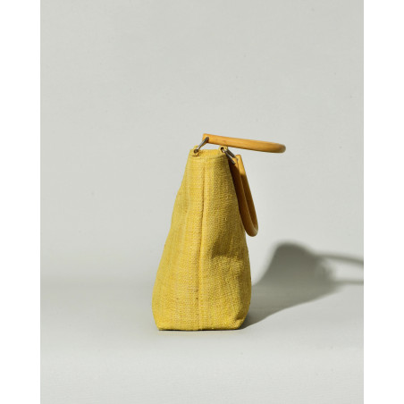 Sac à main en raphia jaune Caterina Bertini
