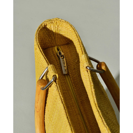 Sac à main en raphia jaune Caterina Bertini