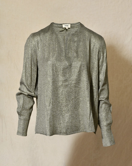 Blouse à fibres métalliques dorés Diega