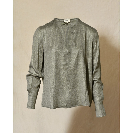 Blouse à fibres métalliques dorés Diega