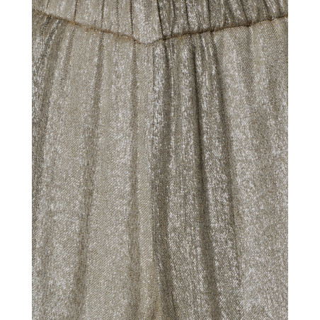 Pantalon fluide métallisé argenté à jambes larges Diega