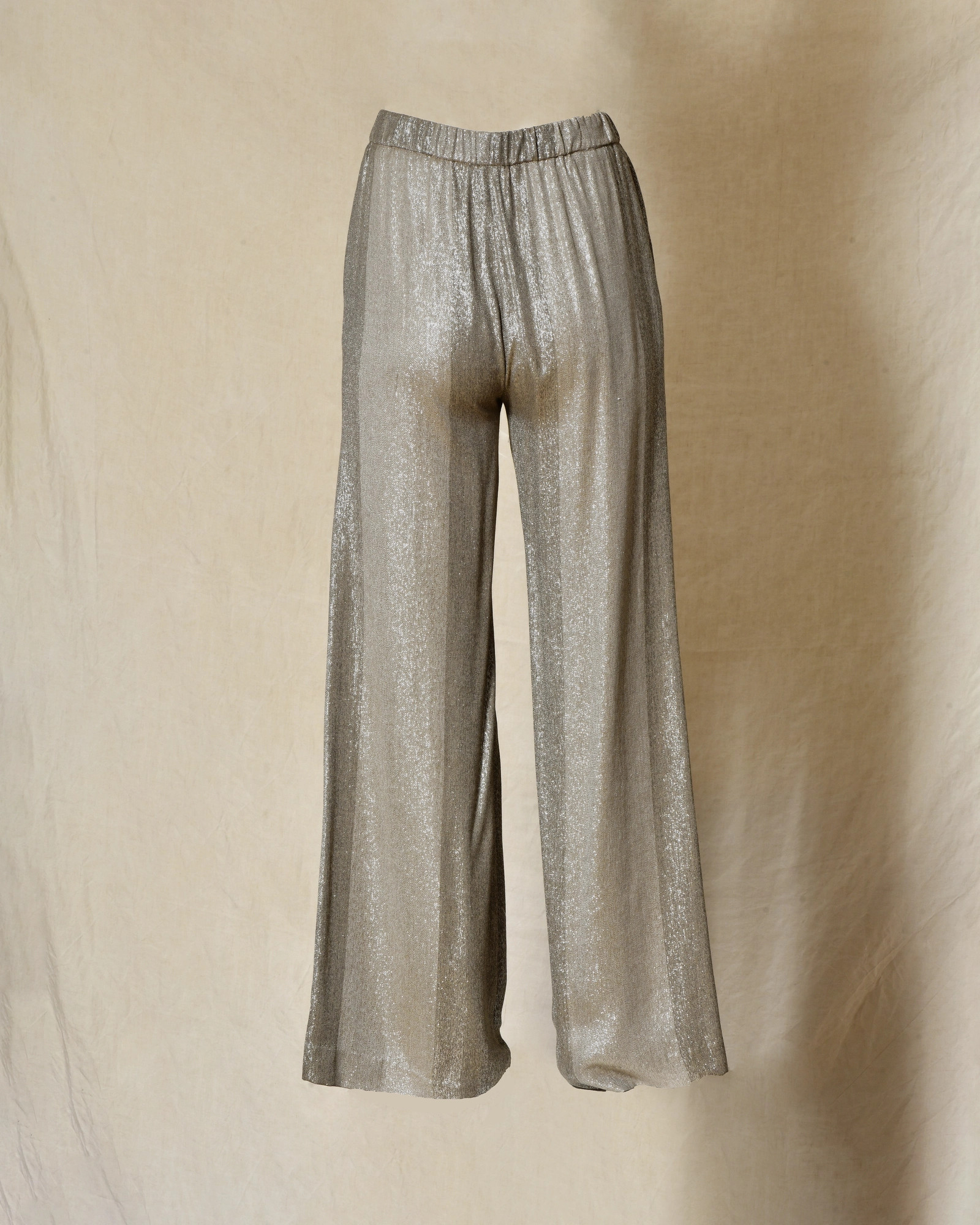 Pantalon fluide métallisé argenté à jambes larges Diega