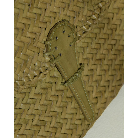Sac en cuir tressé kaki avec fermeture à rabat Dragon Diffusion