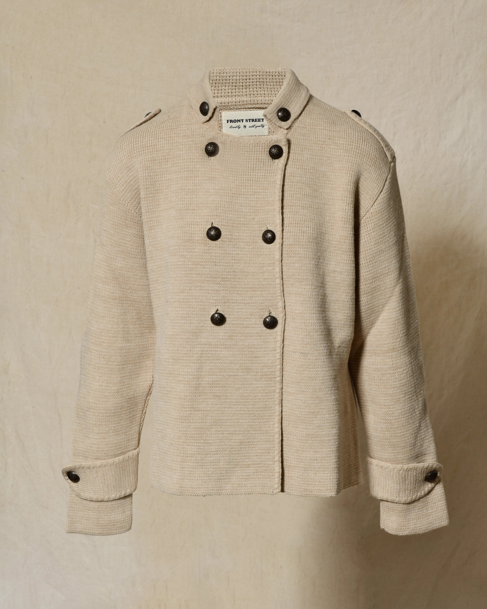 Veste en maille beige à double boutonnage Front Street